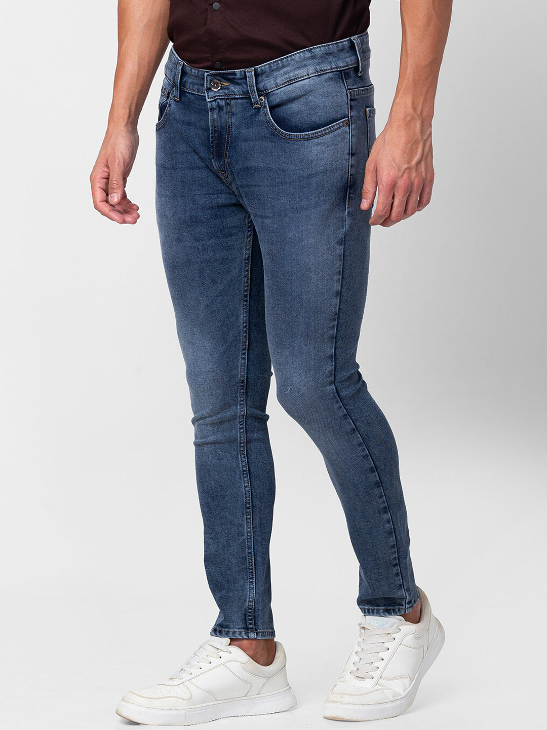 SPYKAR Men Blue Tapered Fit Heavy Fade Stretchable Cotton Jeans