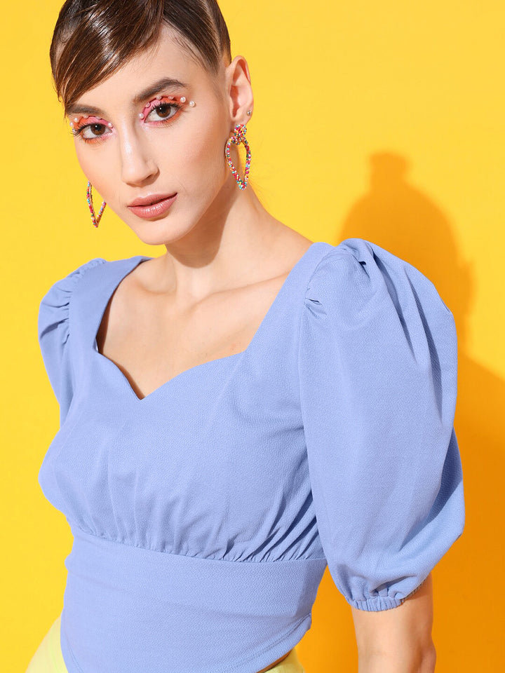 STREET 9 Blue Sweetheart Neck Top