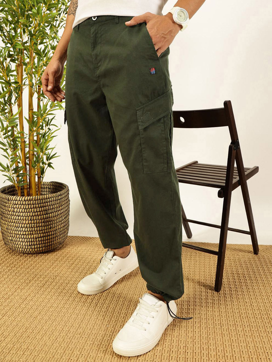 Thomas Scott Men Smart Parachute Pure Cotton Cargo Trouser