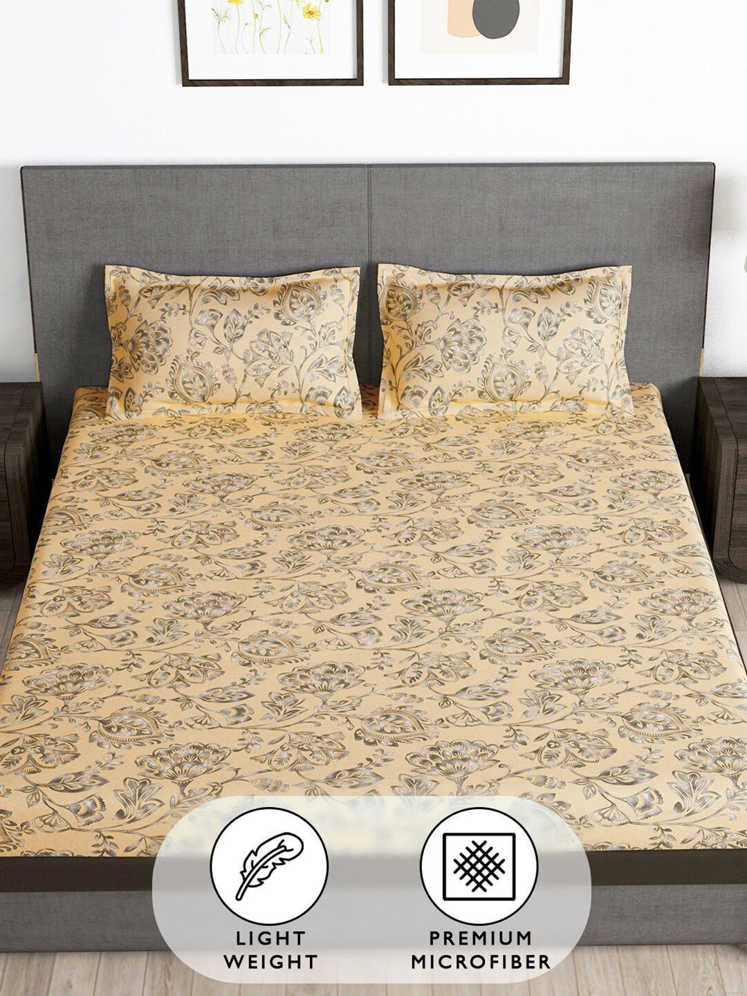 Story@home Floral 180 TC Queen Bedsheet with 2 Pillow Covers