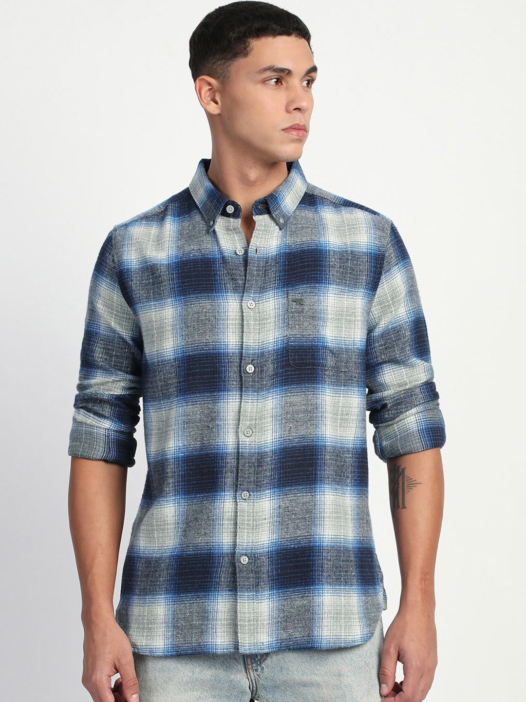 THE BEAR HOUSE Men Slim Fit Tartan Checks Opaque Checked Casual Shirt