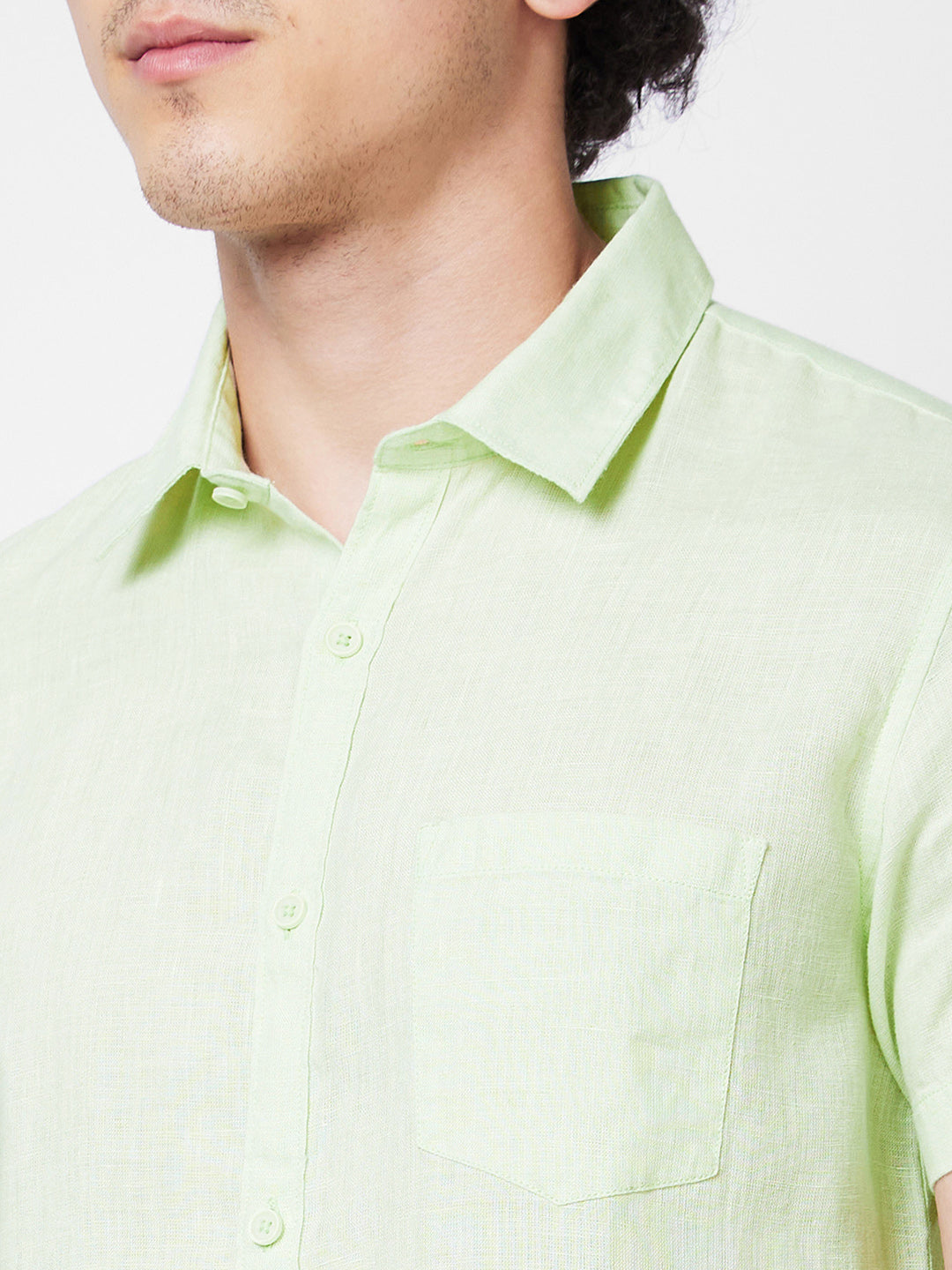 SPYKAR Spread Collar Short Sleeves Linen Casual Shirt
