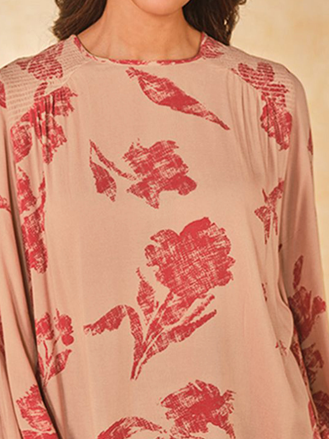 AND Women Floral Printed Boat Neck Top