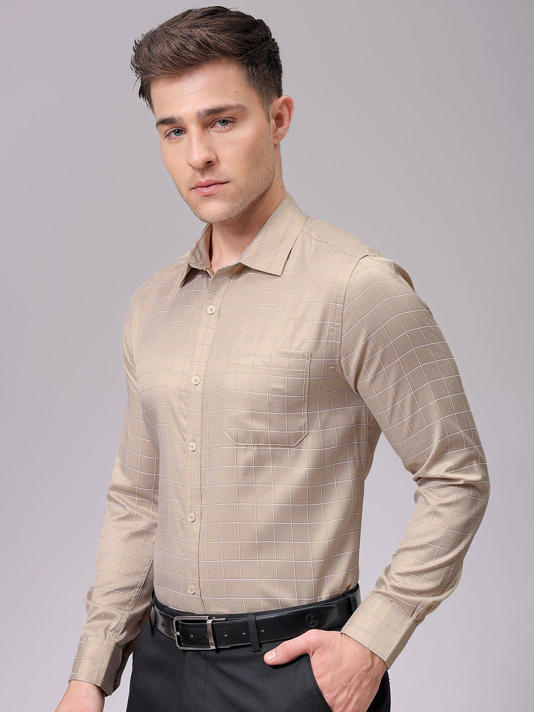 The Indian Garage Co. X Luxe Men Slim Fit Multi Stripes Opaque Striped Formal Shirt