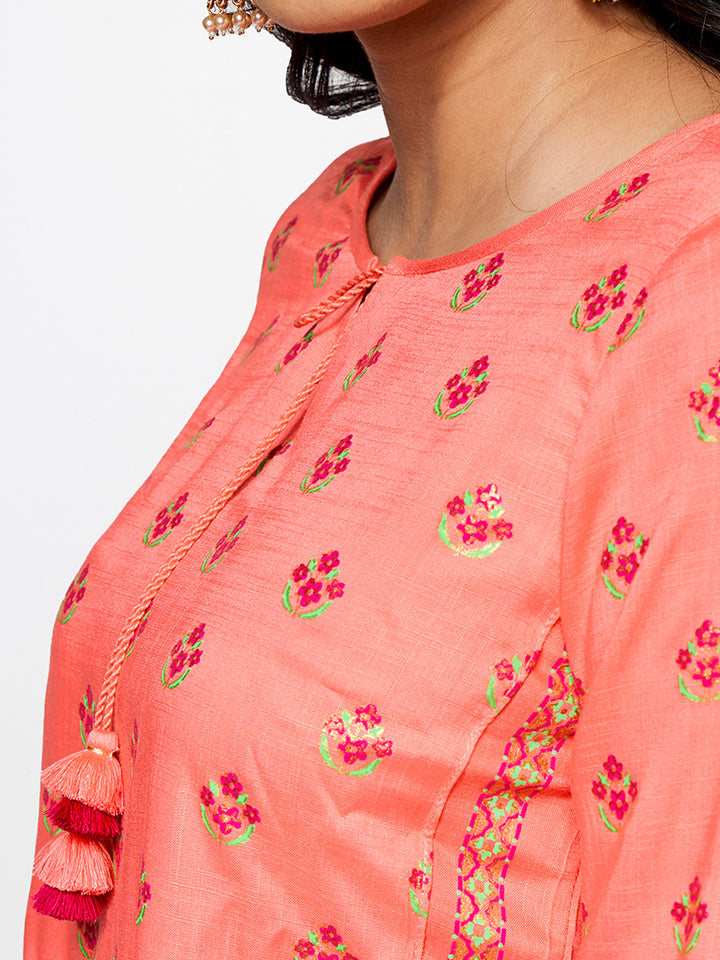 Global Desi Floral Printed Kurta with Dhoti Pant Set