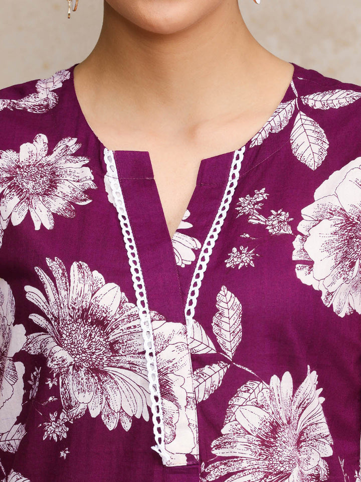 Varanga Women Floral Printed Regular Pure Cotton Kurta with Palazzos