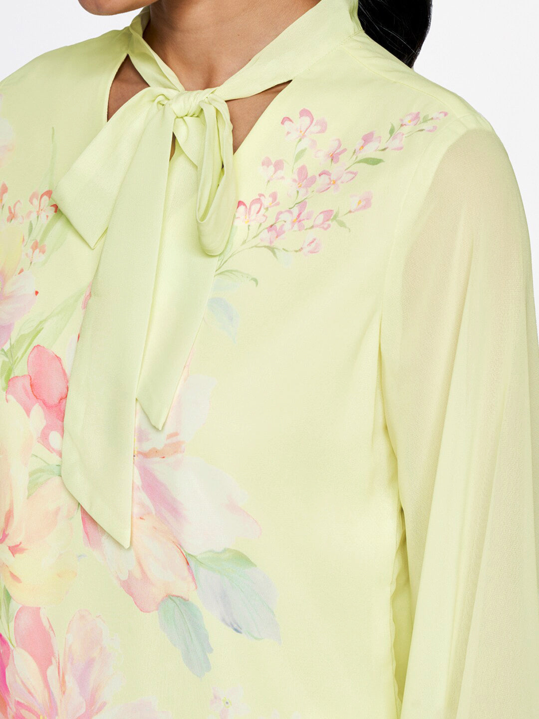 AND Floral Printed Tie-Up Neck Flared Sleeves Top
