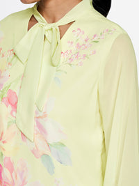 AND Floral Printed Tie-Up Neck Flared Sleeves Top