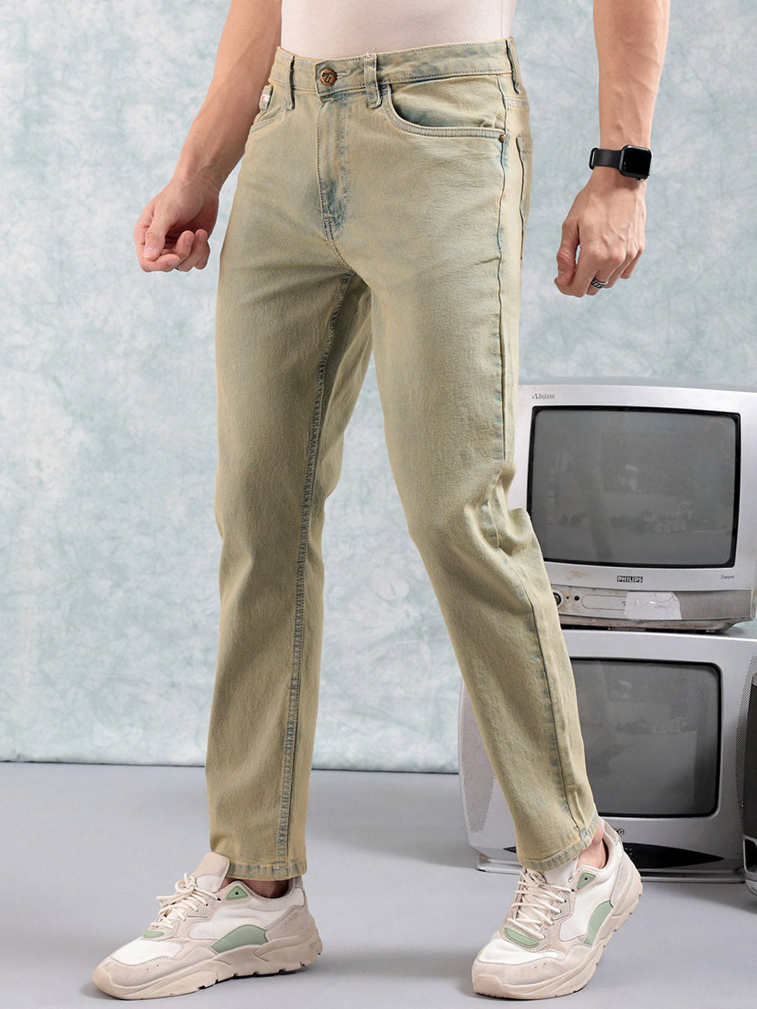 The Indian Garage Co Men Slim Fit Heavy Fade Jeans