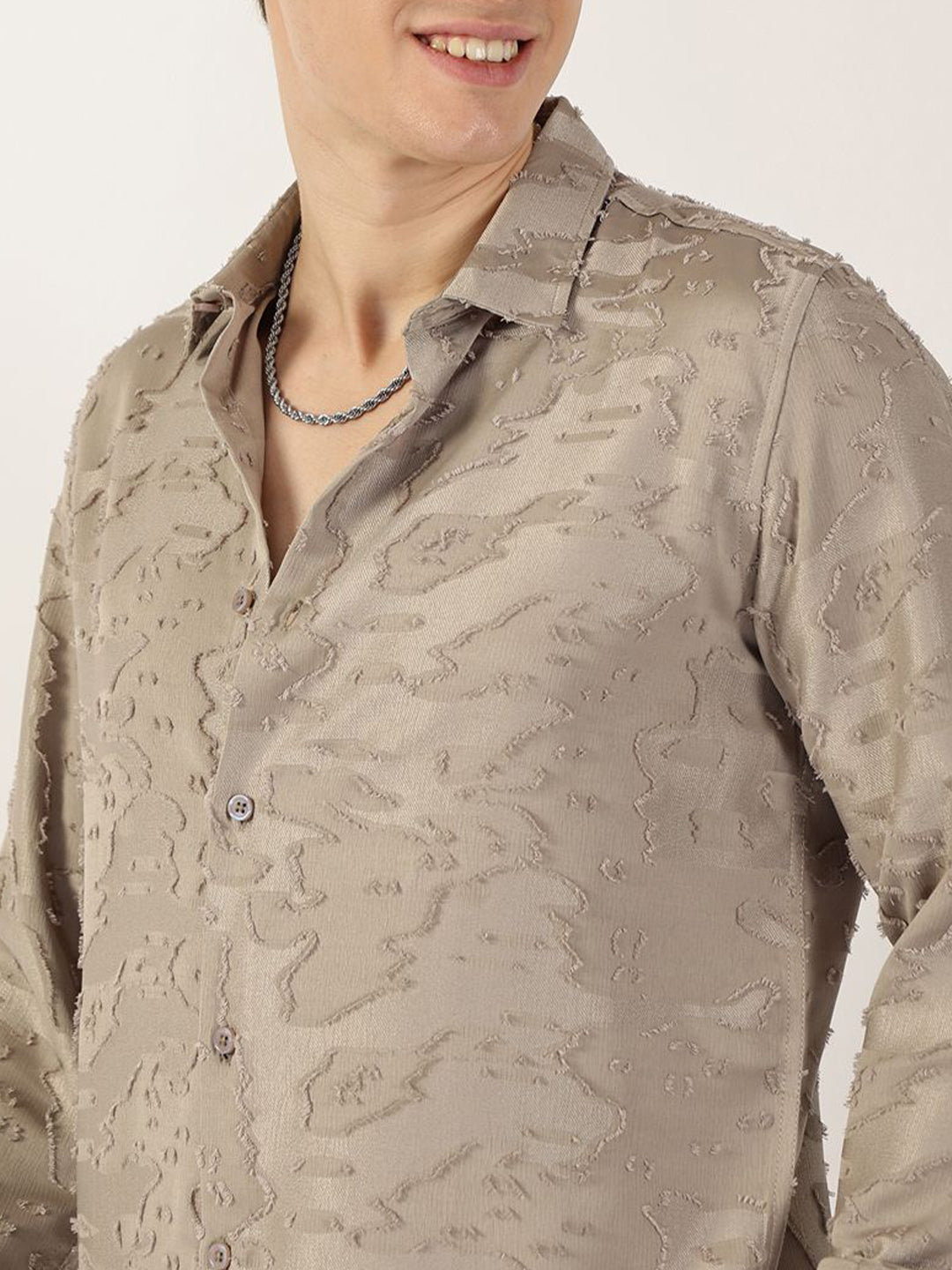 Thomas Scott Men Premium Spread Collar Textured Textured Slim Fit Casual Shirt