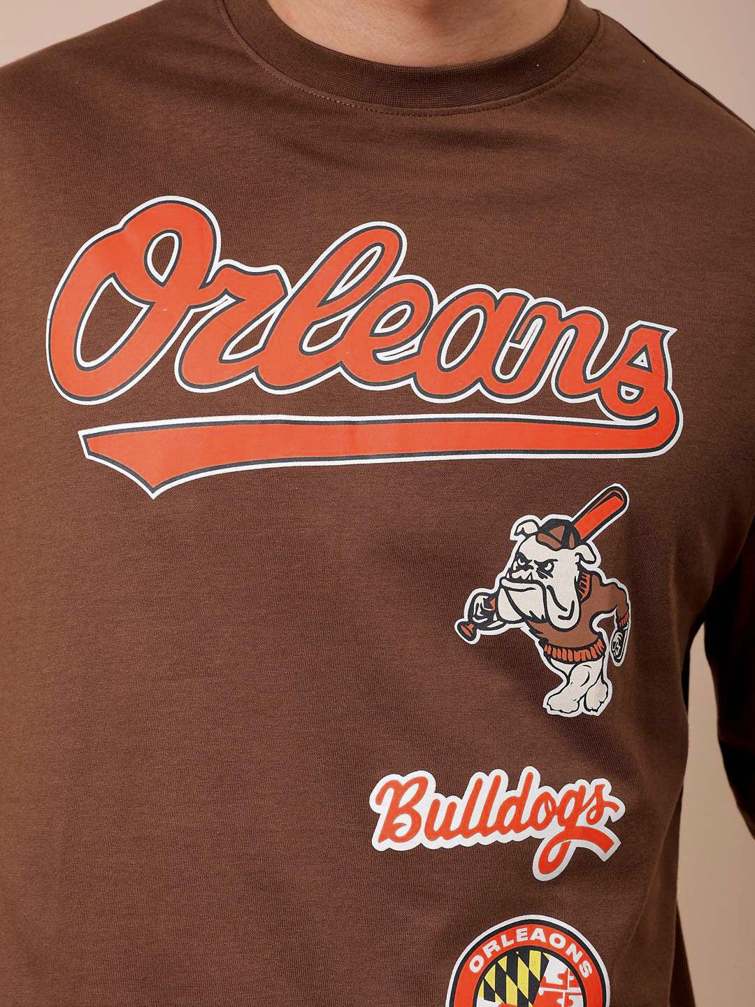 The Indian Garage Co Men Typography Printed Round Neck Cotton Oversized T-shirt