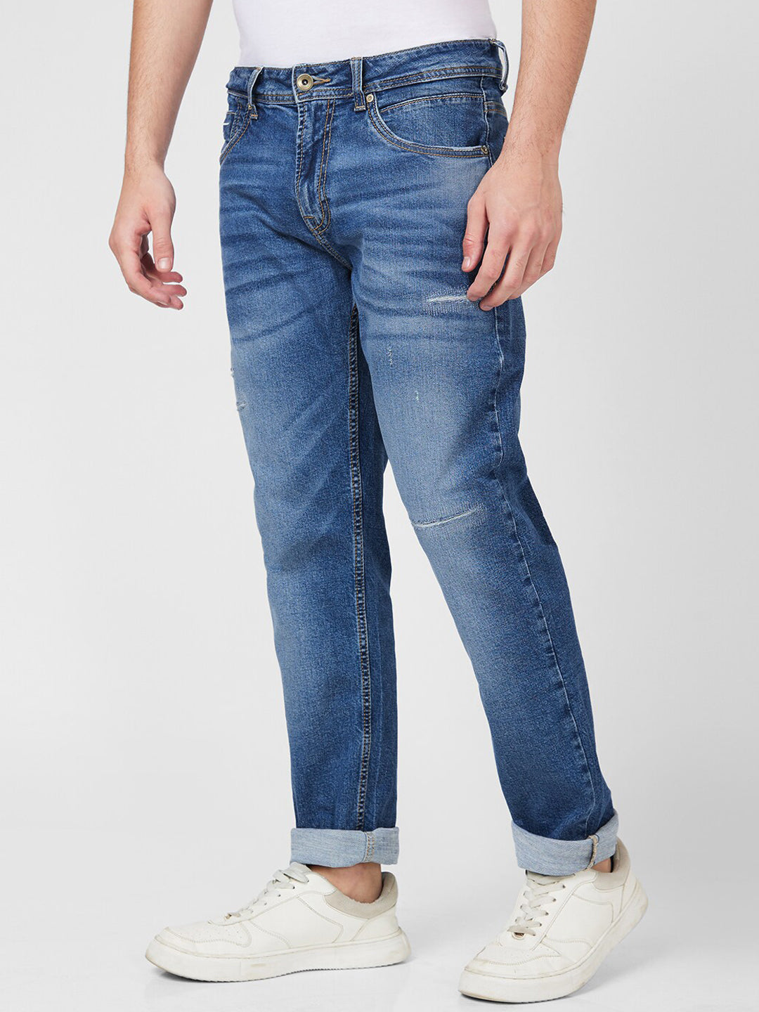 SPYKAR Men Low-Rise Heavy Fade Low Distress Cotton Stretchable Jeans