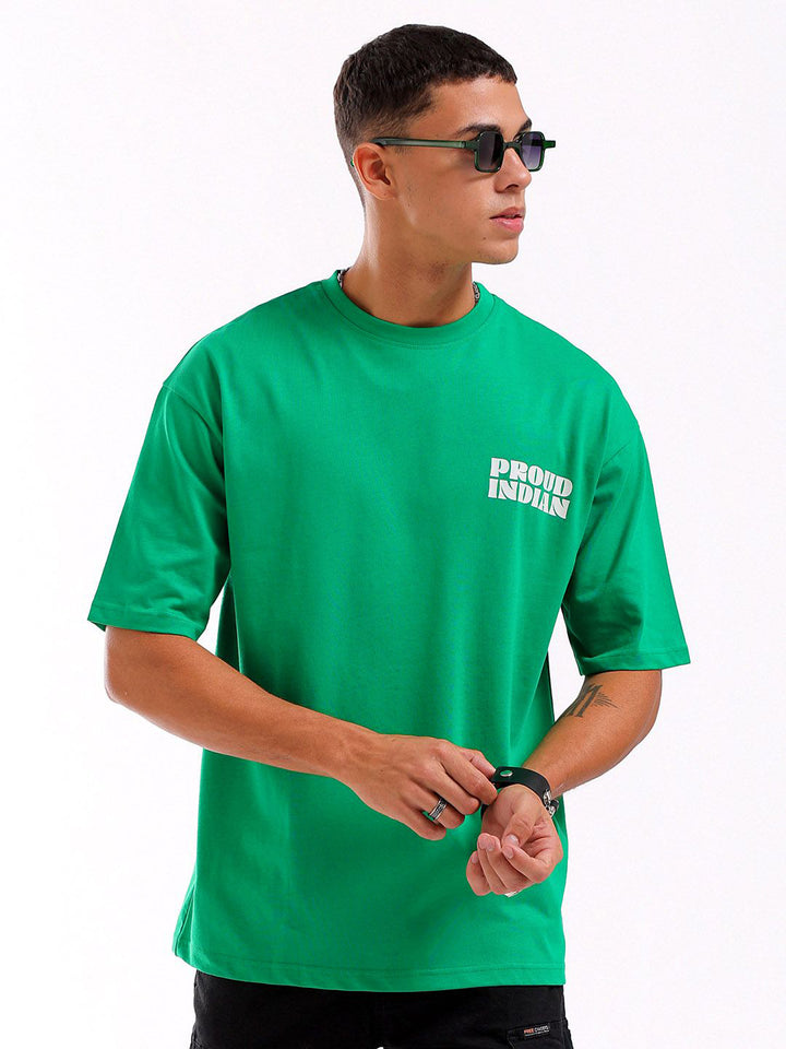 The Indian Garage Co Pure Cotton Back Printed Boxy Oversized Round Neck T-shirt