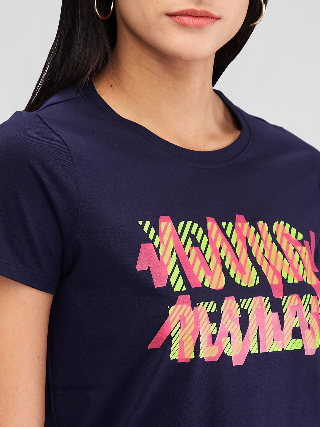 SPYKAR Women Typography Applique T-shirt