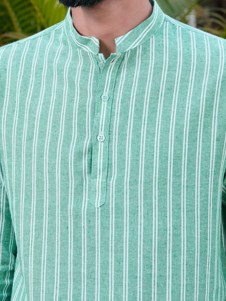 See Designs Men Striped Woven Design Cotton Straight Kurta
