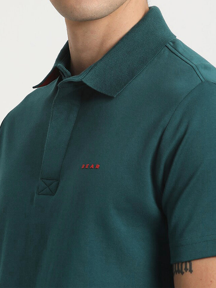 THE BEAR HOUSE Polo Collar Slim Fit Pure Cotton T-shirt