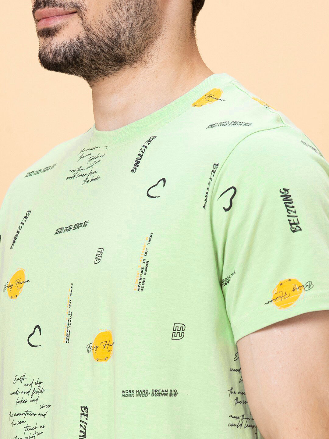 Being Human Conversational Printed Round Neck Short Sleeves Pure Cotton T-shirt