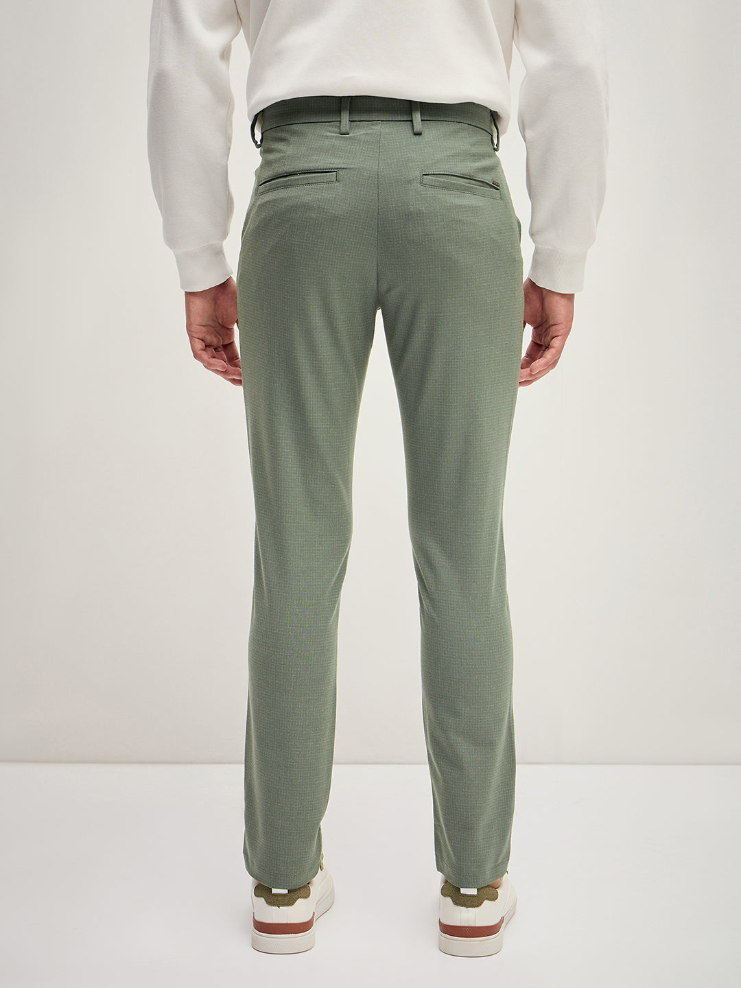 THE BEAR HOUSE Men Solid 4 Way Stretch Slim Fit Formal Trouser