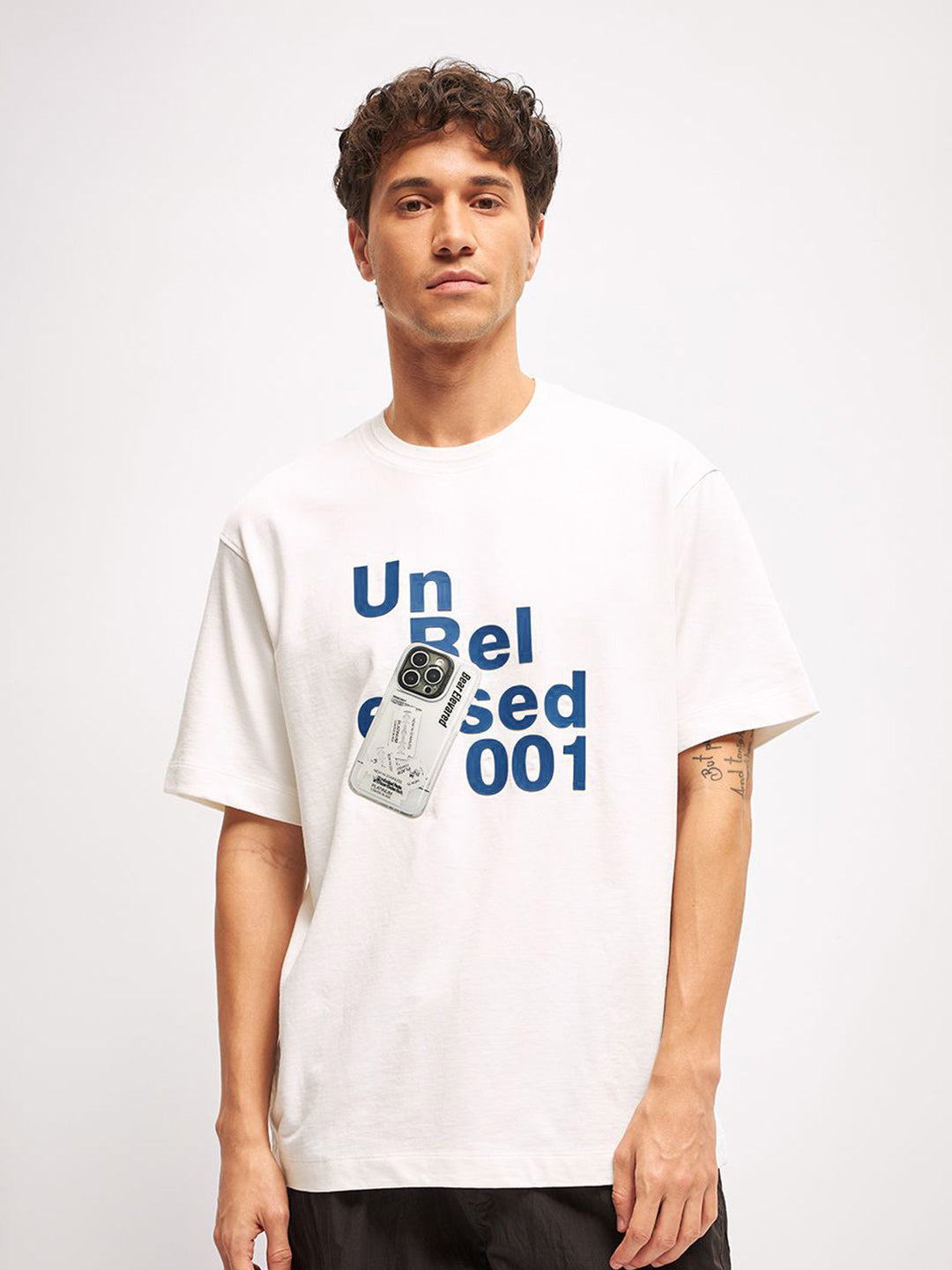 THE BEAR HOUSE Men Typography Printed Round Neck Cotton Oversized T-shirt