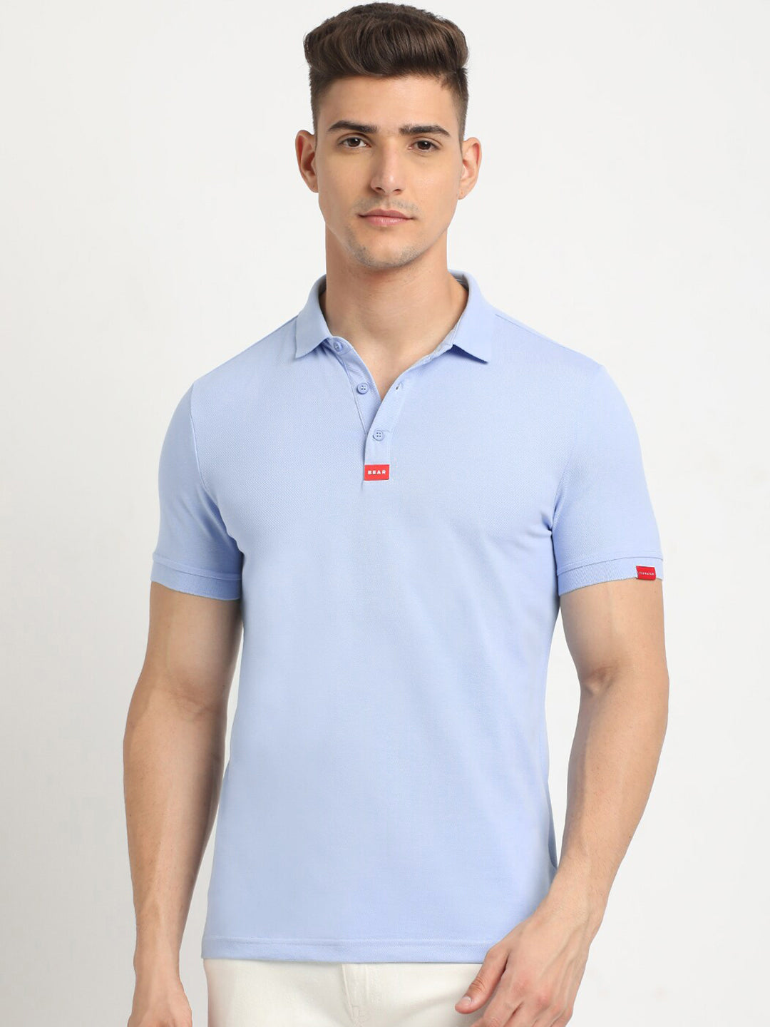 THE BEAR HOUSE Polo Collar Short Sleeves Slim Fit T-shirt