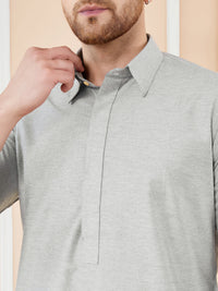 See Designs Shirt Collar Long Sleeves Pure Cotton Pathani Kurta With Pyjamas