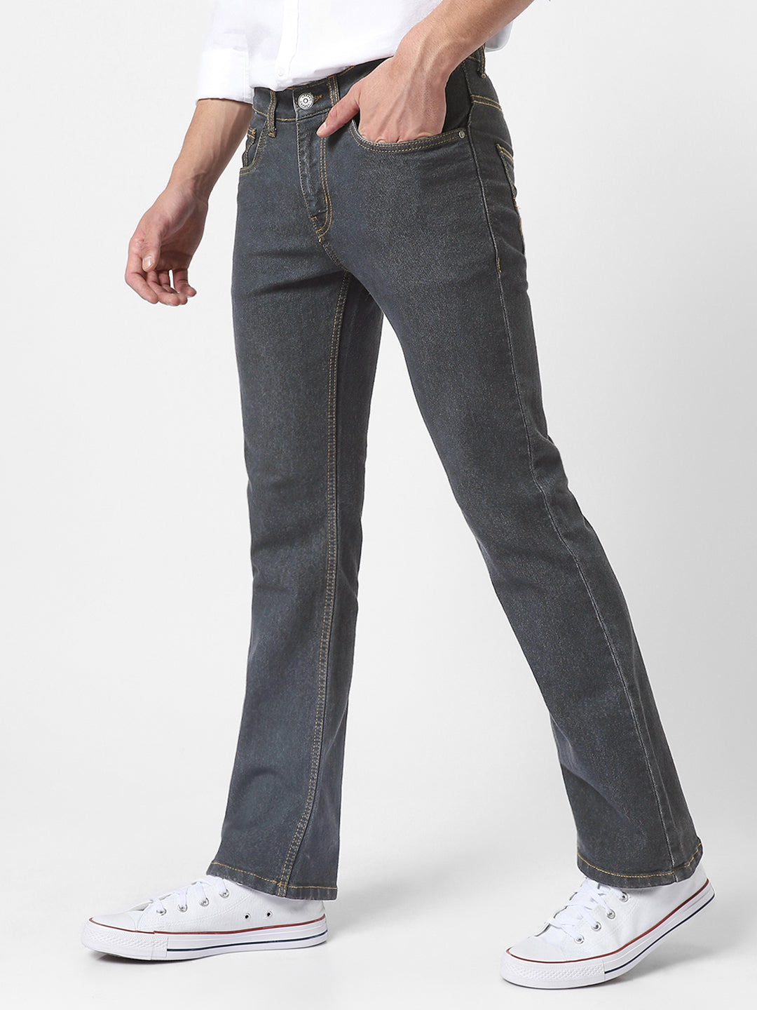 Urbano Fashion Men Bootcut Light Fade Stretchable Jeans