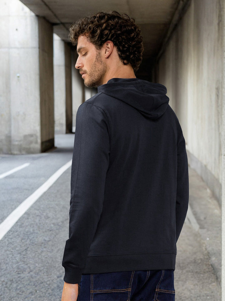 The Indian Garage Co Men Olive Green & White Colourblocked Hooded Sweatshirt