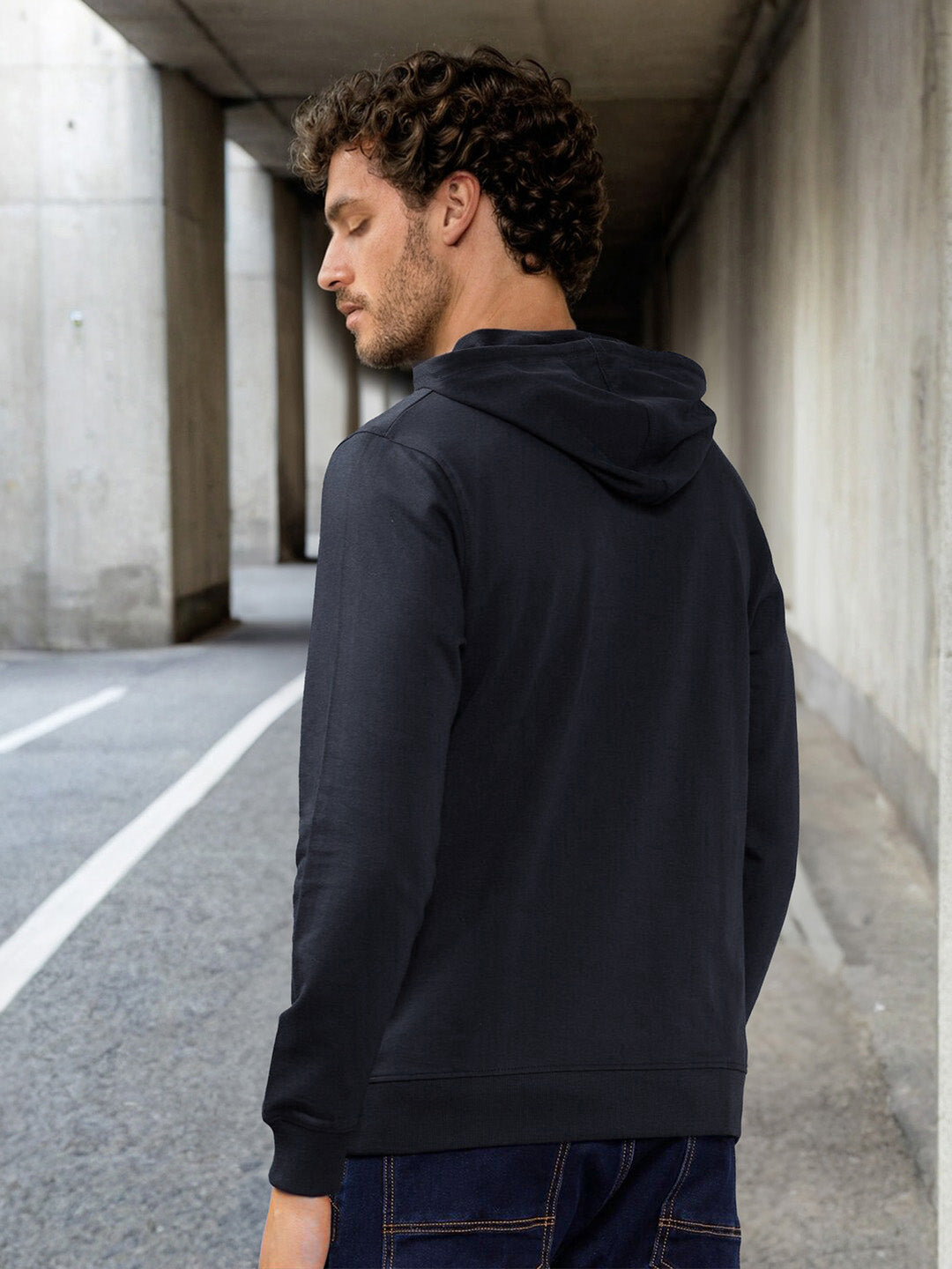 The Indian Garage Co Men Olive Green & White Colourblocked Hooded Sweatshirt