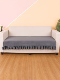 STITCHNEST Grey Self Design 3 Seater Sofa Cover