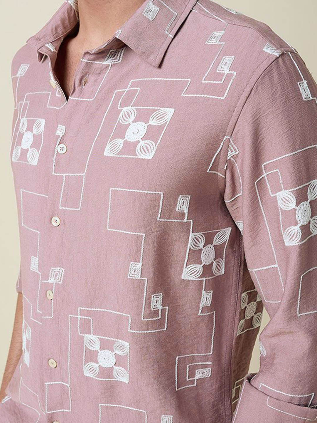 Thomas Scott Men Embroidered Regular Fit Casual Shirt