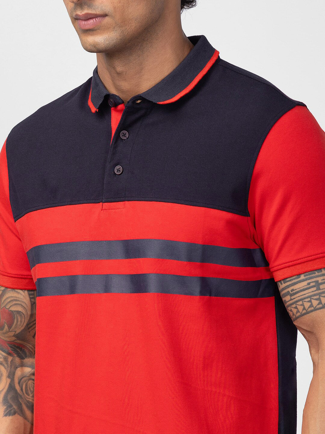 SPYKAR Men Colourblocked Polo Collar Slim Fit T-shirt