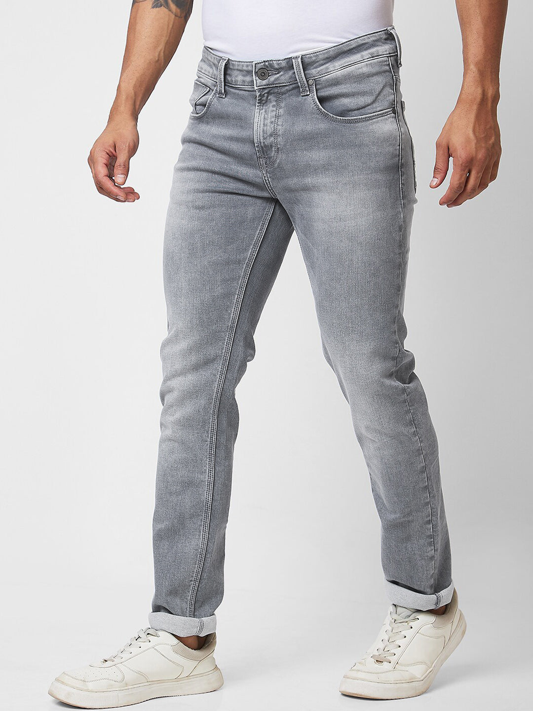 SPYKAR Men Skinny Fit Low-Rise Heavy Fade Cotton Jeans