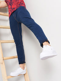 The Indian Garage Co Men Navy Blue Mid-Rise Slim Fit Clean Look Stretchable Jeans