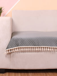 STITCHNEST Grey & Beige Self Design 1 Seater Sofa Cover