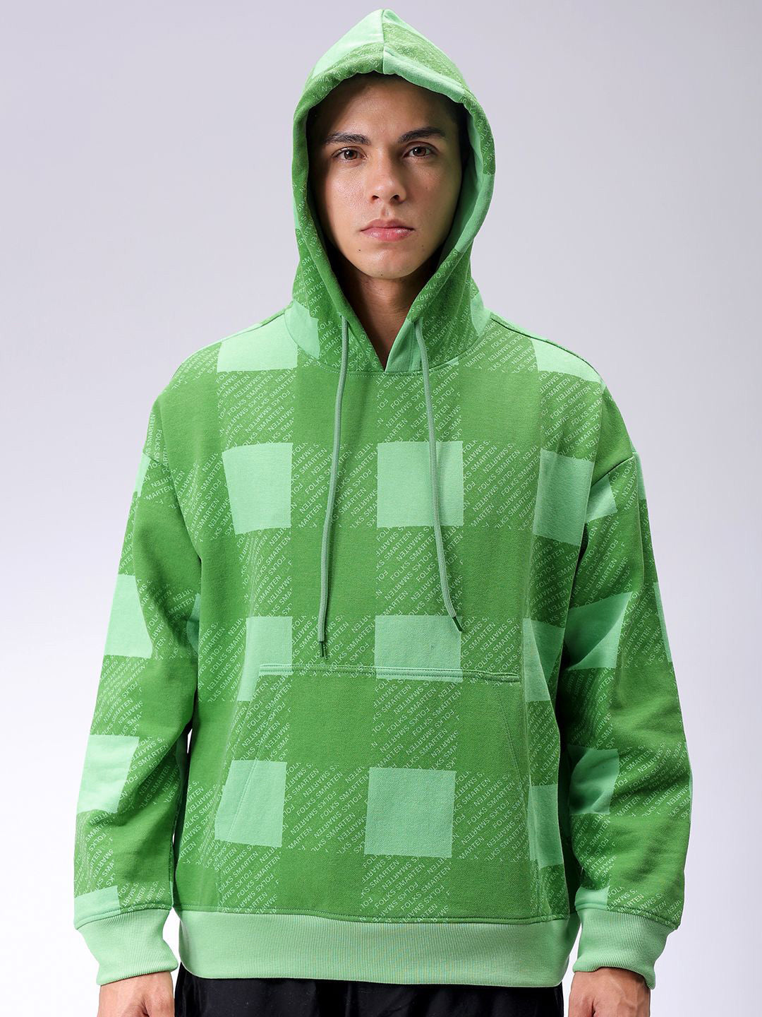 The Indian Garage Co Men Geometric Printed Hooded Sweatshirt