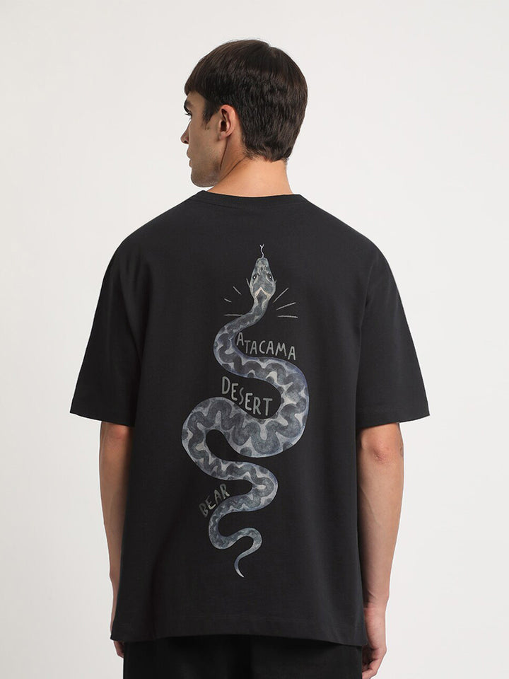 THE BEAR HOUSE Animal Printed Round Neck Oversized Cotton T-shirt