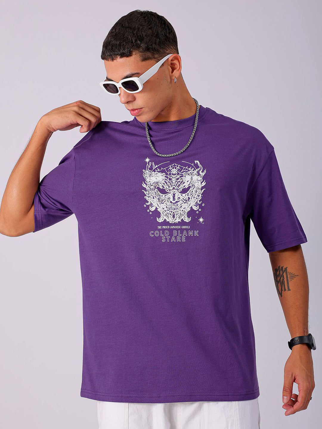 The Indian Garage Co Men Back Printed Boxy Oversized Pure Cotton T-shirt