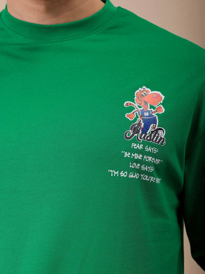 The Indian Garage Co Men Graphic Printed Round Neck Pure Cotton Oversized T-shirt