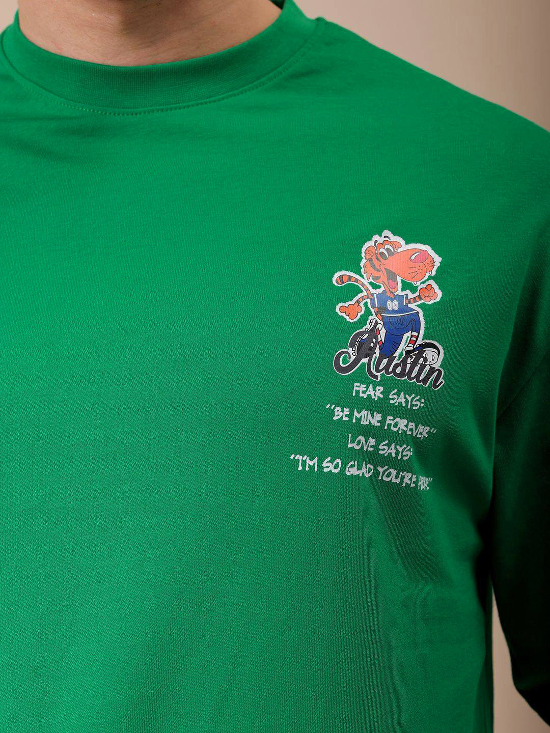 The Indian Garage Co Men Graphic Printed Round Neck Pure Cotton Oversized T-shirt