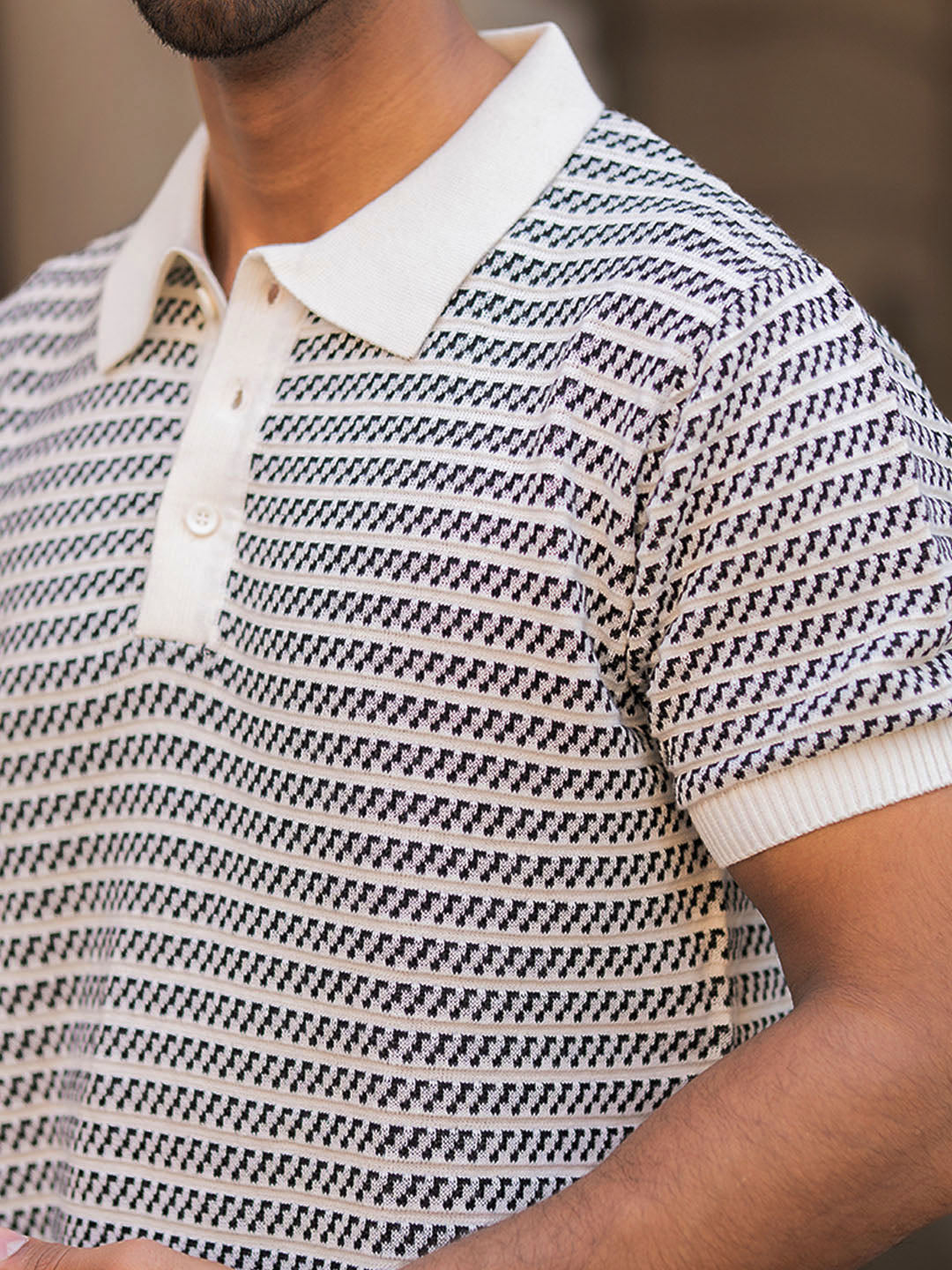 Powerlook Men Striped Polo Collar T-shirt