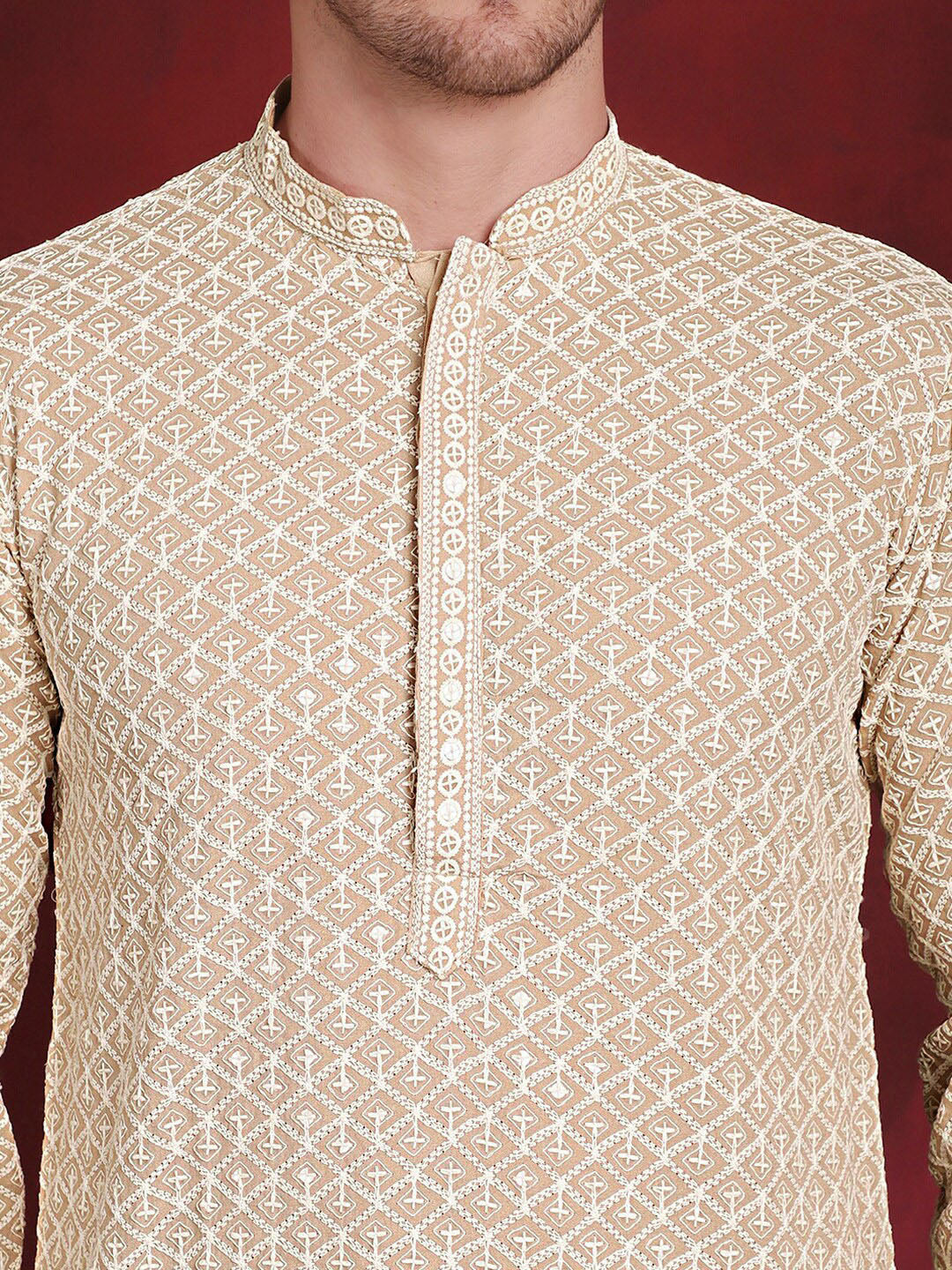 Jompers Embroidered Regular Sequinned Pure Cotton Kurta with Pyjamas