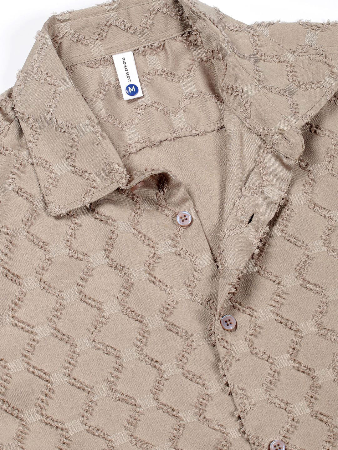 Thomas Scott Men Premium Spread Collar Textured Casual Shirt