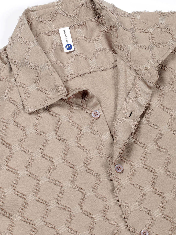 Thomas Scott Men Premium Spread Collar Textured Casual Shirt
