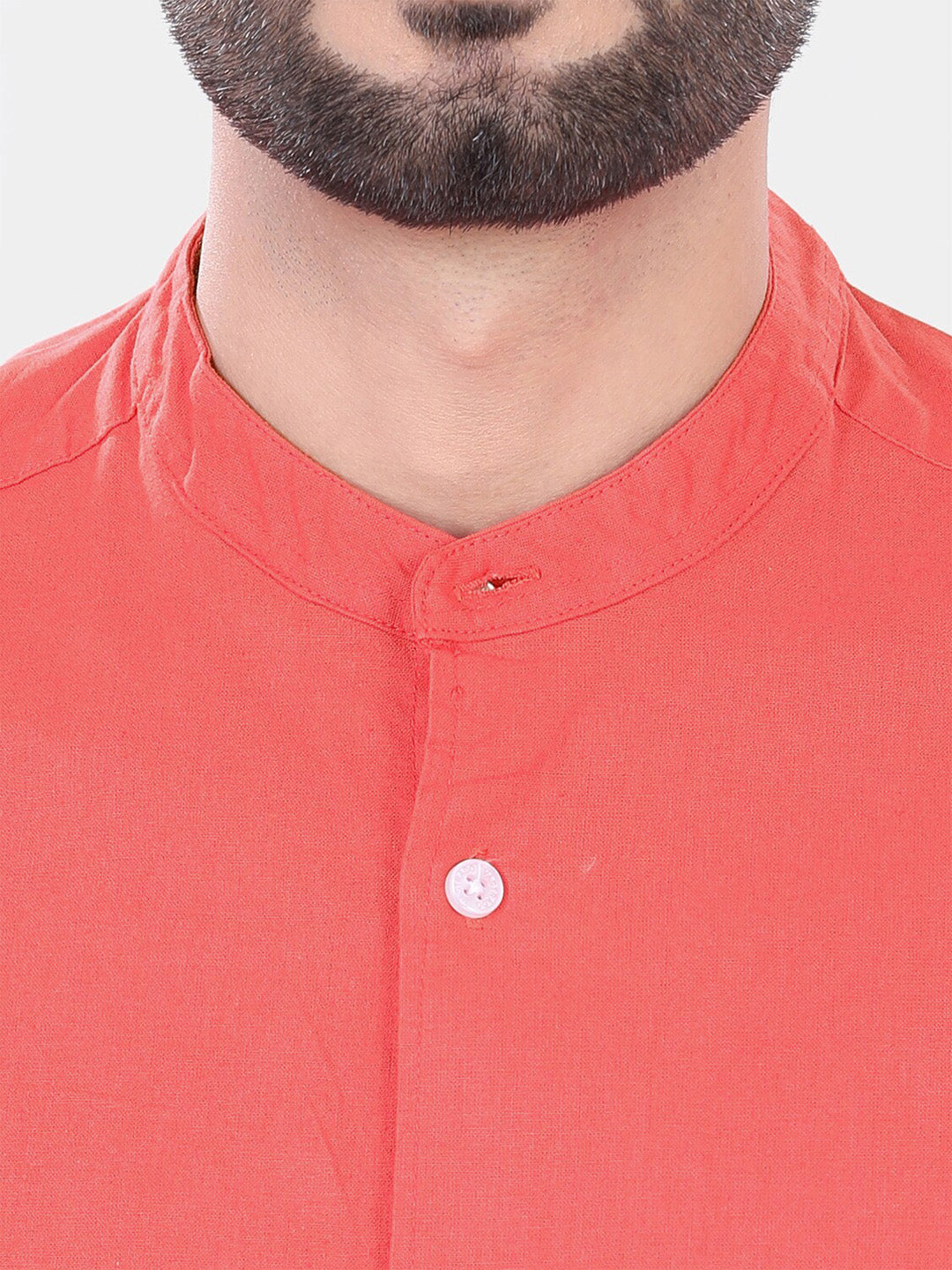 VASTRADO Classic Band Collar Slim Fit Pure Cotton Casual Shirt