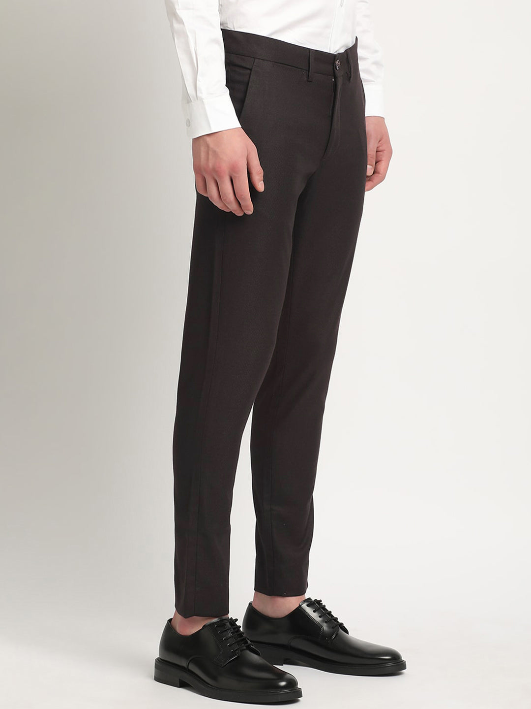 THE BEAR HOUSE Men Solid Tapered Fit Mid-Rise Formal Trousers