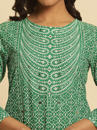 W Ethnic Motifs Printed Pure Cotton A-Line Kurta