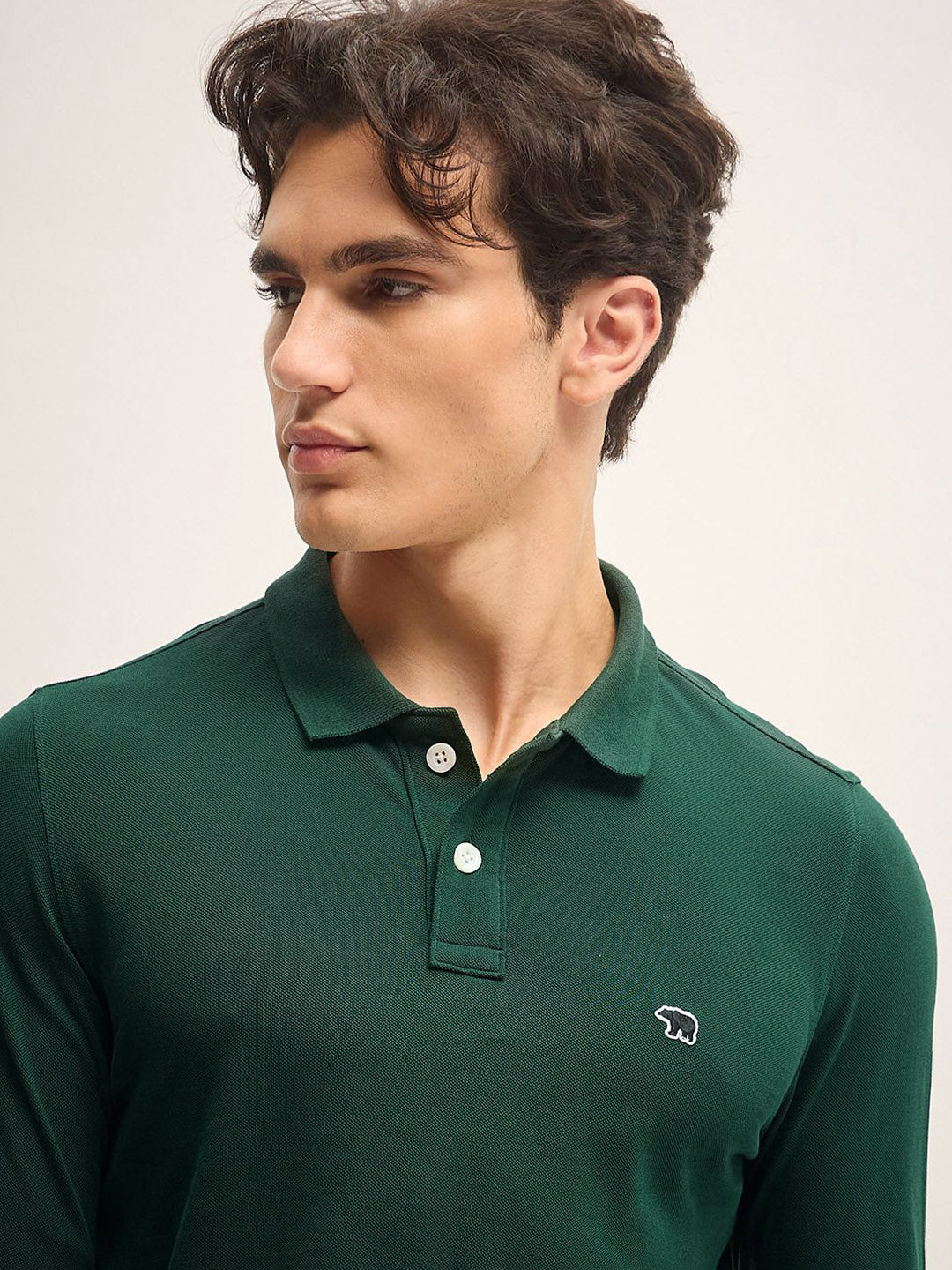 THE BEAR HOUSE Men Solid Polo Collar Cotton T-shirt