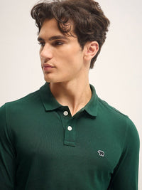 THE BEAR HOUSE Men Solid Polo Collar Cotton T-shirt