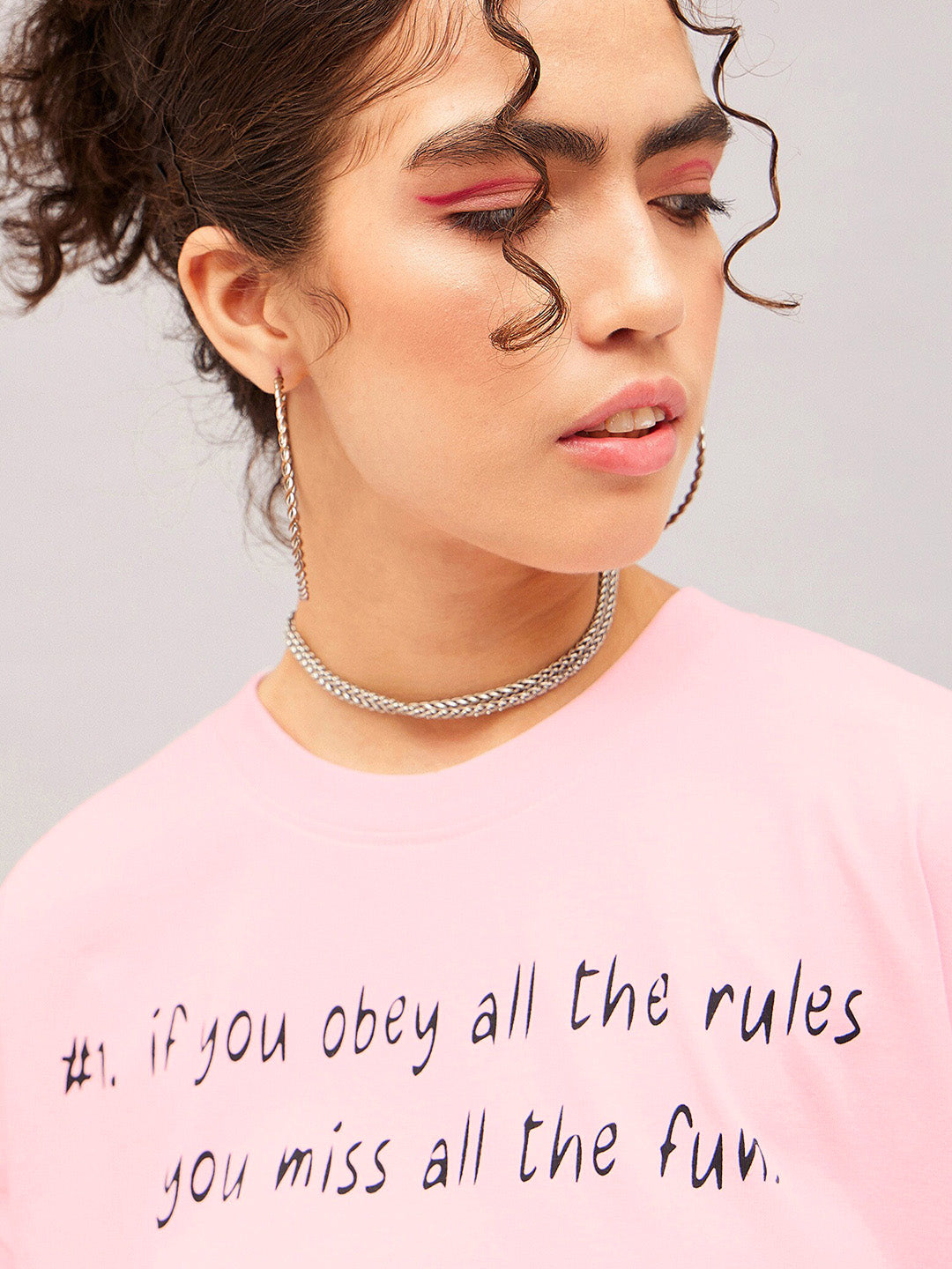 SASSAFRAS Typography Printed Pure Cotton Oversized T-shirt