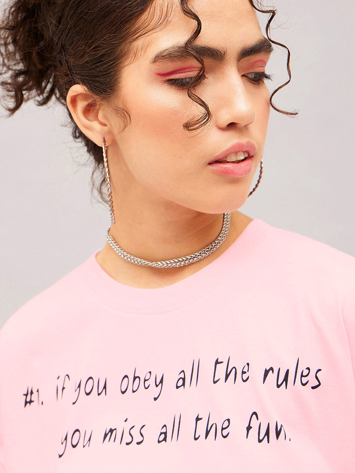 SASSAFRAS Typography Printed Pure Cotton Oversized T-shirt